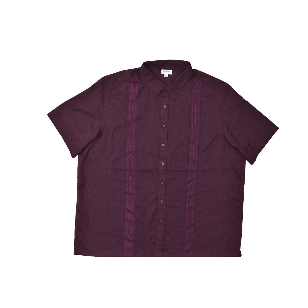 Men's Short-Sleeve Button-Up Shirt - Deep Plum Big And Tall 3xlt